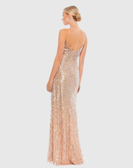 Gold Sequin Spaghetti Strap Gown