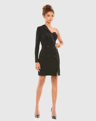 Black One Sleeve Tuxedo Dress - FINAL SALE