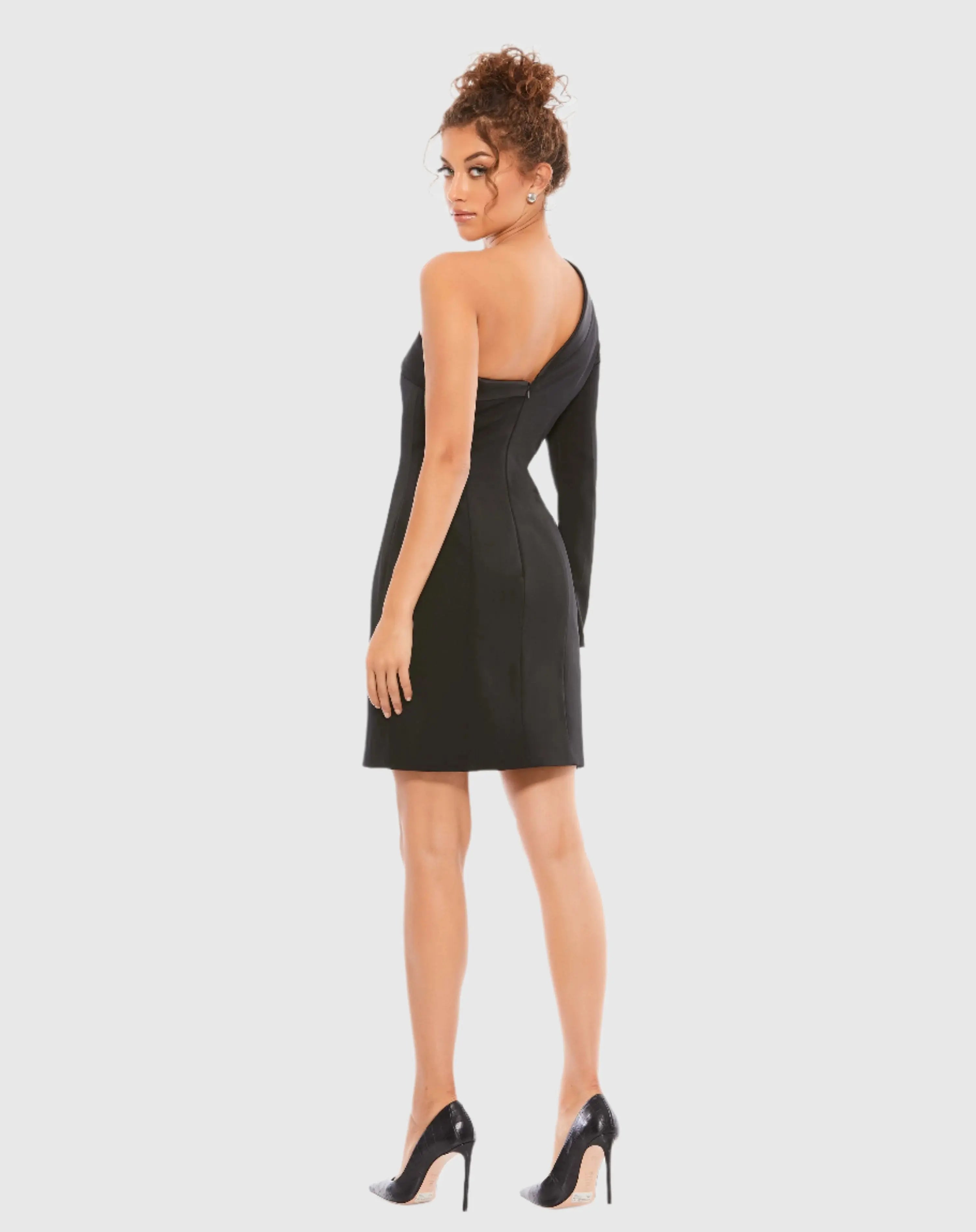 Black One Sleeve Tuxedo Dress - FINAL SALE
