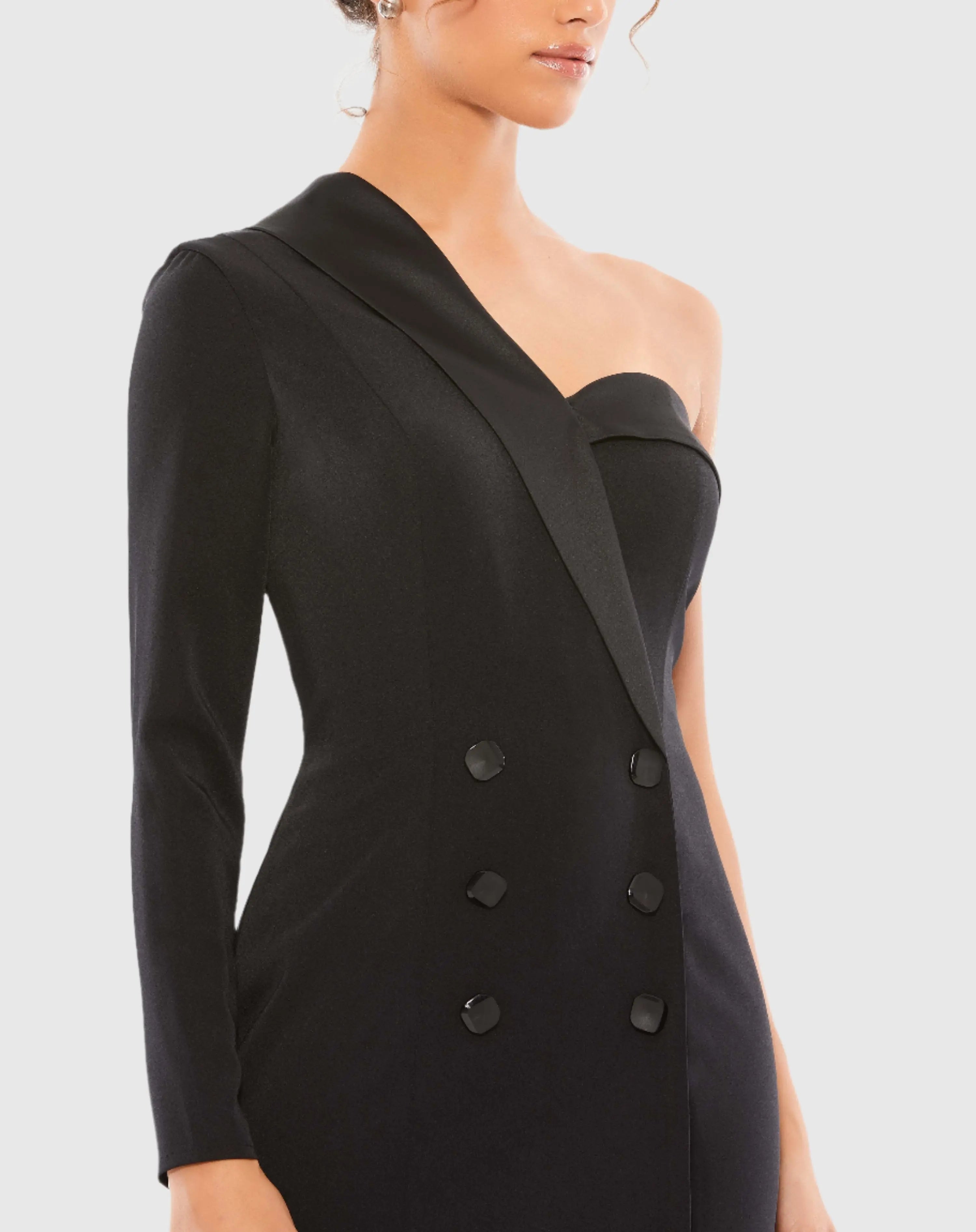 Black One Sleeve Tuxedo Dress - FINAL SALE