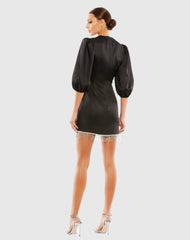 Black Beaded Fringe Hem Mini Dress