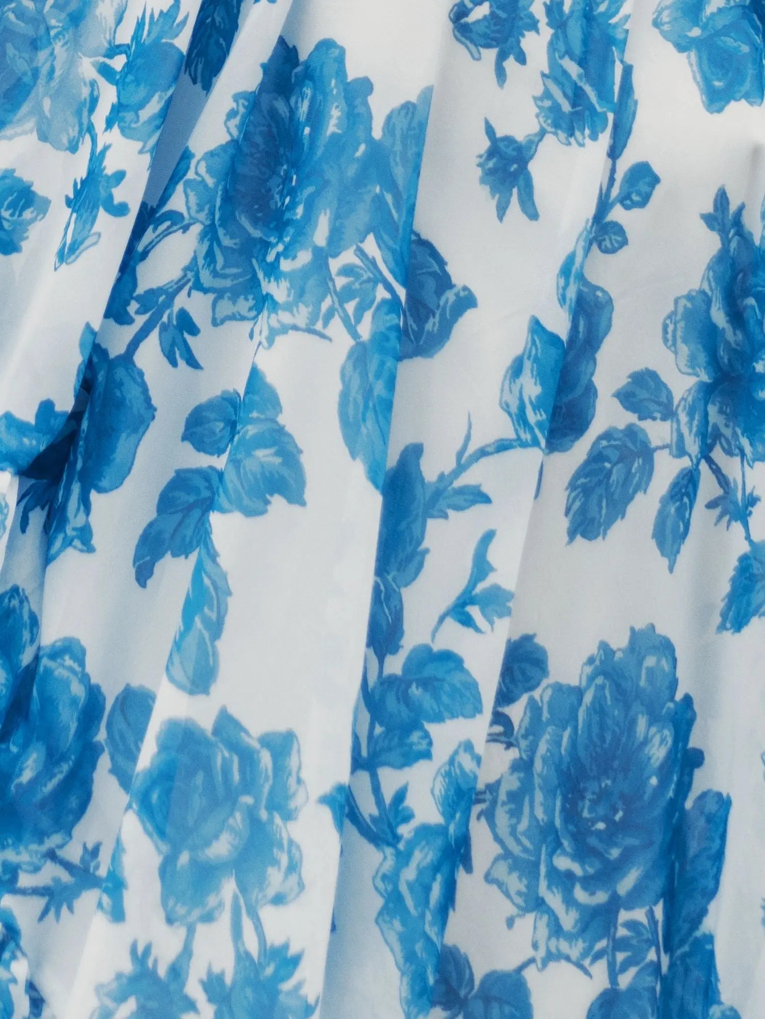 White and Blue Floral Print One Shoulder Cape Dress