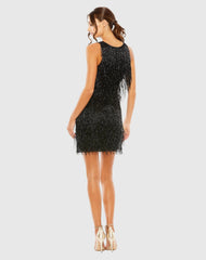 Black Embellished Beaded Fringe Dress