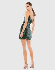Green Sequined V-Neck Spaghetti Strap Dress