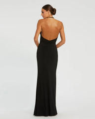 Black High Neck Cut Out Gown