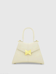 Angular Small Leather Handbag With Gold Hardware