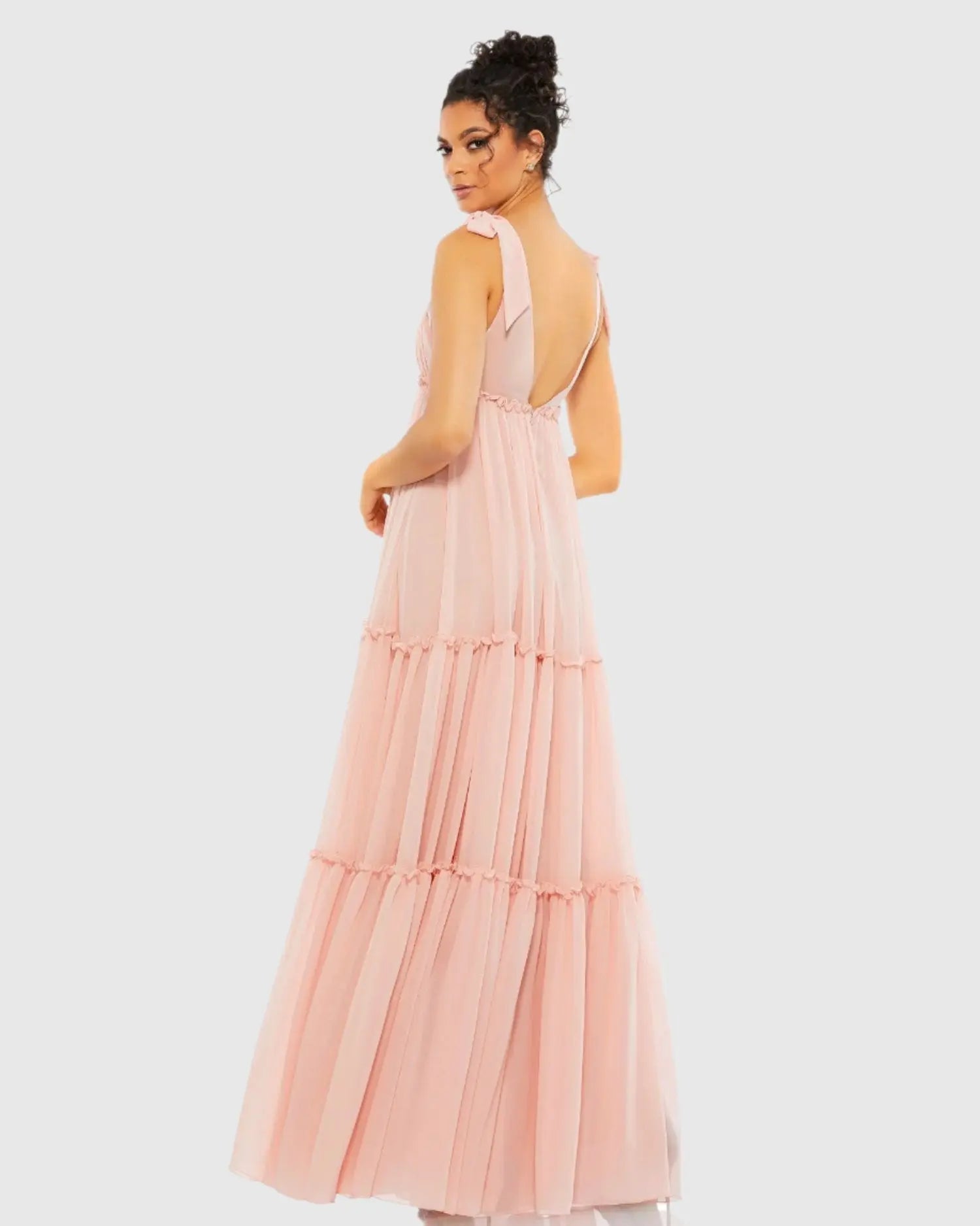 Pink Tiered V-Neck Plunging Maxi Dress - FINAL SALE