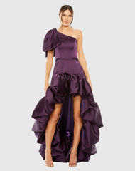 Purple High Low Gown with Statement Bow