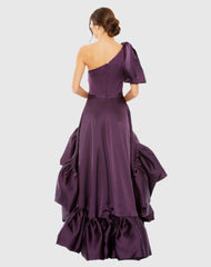 Purple High Low Gown with Statement Bow